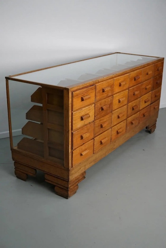 Image 1 of Meuble de mercerie/comptoir de magasin ancien en chêne britannique, années 1920/30