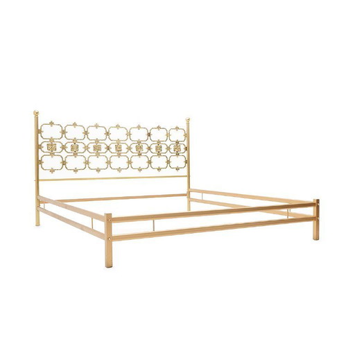 Bed with brass headboard by Luciano Frigerio, 1970s