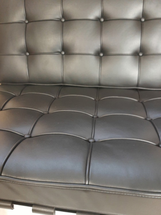 Image 1 of Knoll Set Barcelona New-Never Used Black Leather Design by Ludwig Mies Van Der Rohe and Lilly Reich 1929