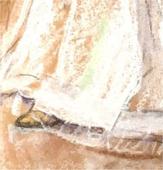 Image 1 of Pastel original signé – Louis-Marie-René Choprix (1888-1972) Femme au sofa, 1950 – Art belge XXᵉ siècle
