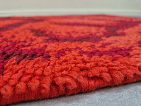 Image 1 of Vintage red marbled rug. Smyrna hand-knotted rug.