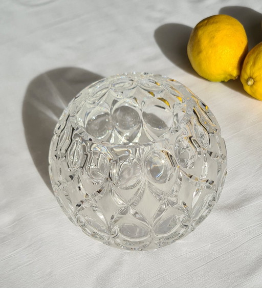 Vintage Nachtmann lead crystal sphere vase, heavy, "Angelique" series, Ø 13.5cm, crystal lens cut, star (photo 2 of 15)