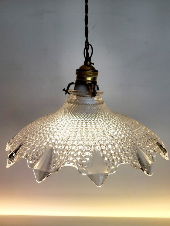 Image 1 of Lampada olofana, Art déco, anni '30, struttura in vetro rigato, vetro stampato