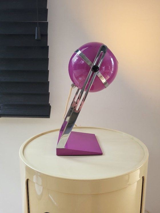 Image 1 of Lámpara de mesa globo ocular de la era espacial acabado púrpura y cromo, años 60