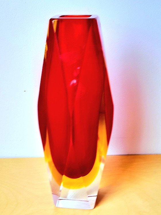 Image 1 of Sommerso prism vase, Flavio Poli, Murano 1970