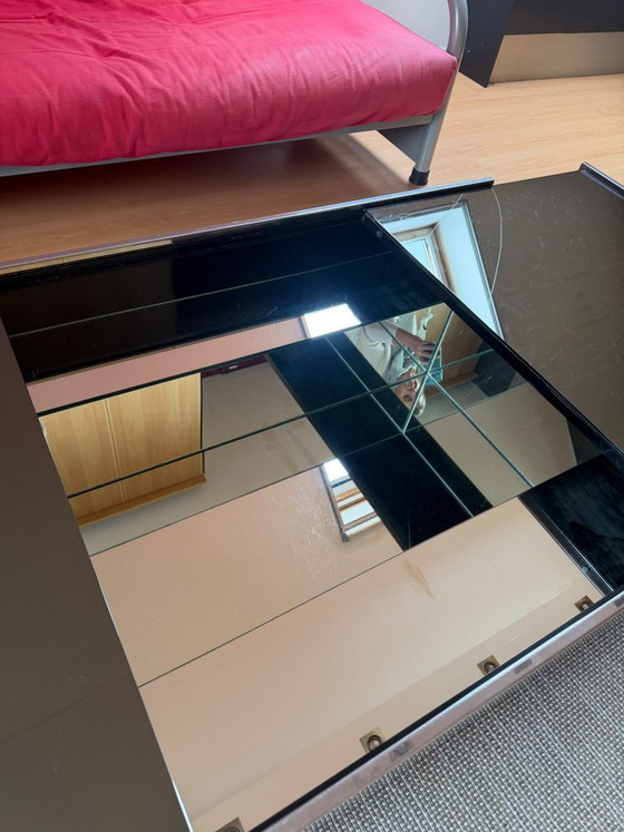 Vintage Coffee table Rizzo, Cidue, 1974, Glass, Metal, Black, Modern (photo 6 of 8)