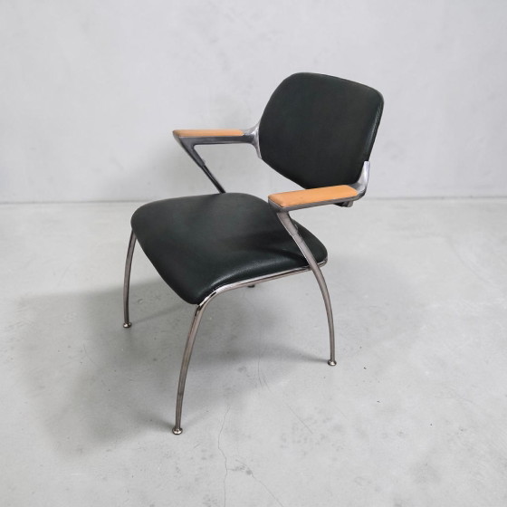 Image 1 of 1 of 4 vintage designer leather dining chairs Brunner Golf