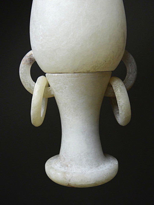 Small Vintage Alabaster Baluster Vase/Antique Ring Amphora