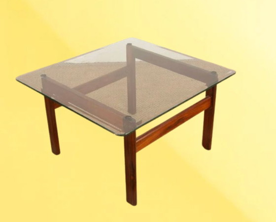 Image 1 of Mesa de centro danesa de mediados de siglo de Arne Wahl Iversen para Vinde Møbelfabrik - Vidrio y palisandro