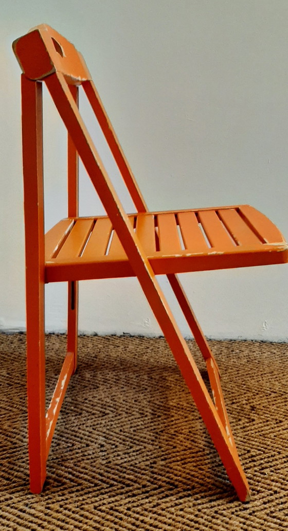 Image 1 of Vintage Ikea folding chairs World Cup Orange, Aldo Jacober style 1970s