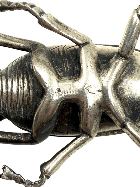Image 1 of Cendrier/boîte en argent en forme d'insecte, France années 1950