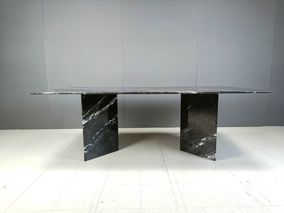 Image 1 of Vintage Black Marble Dining Table, 1970S 