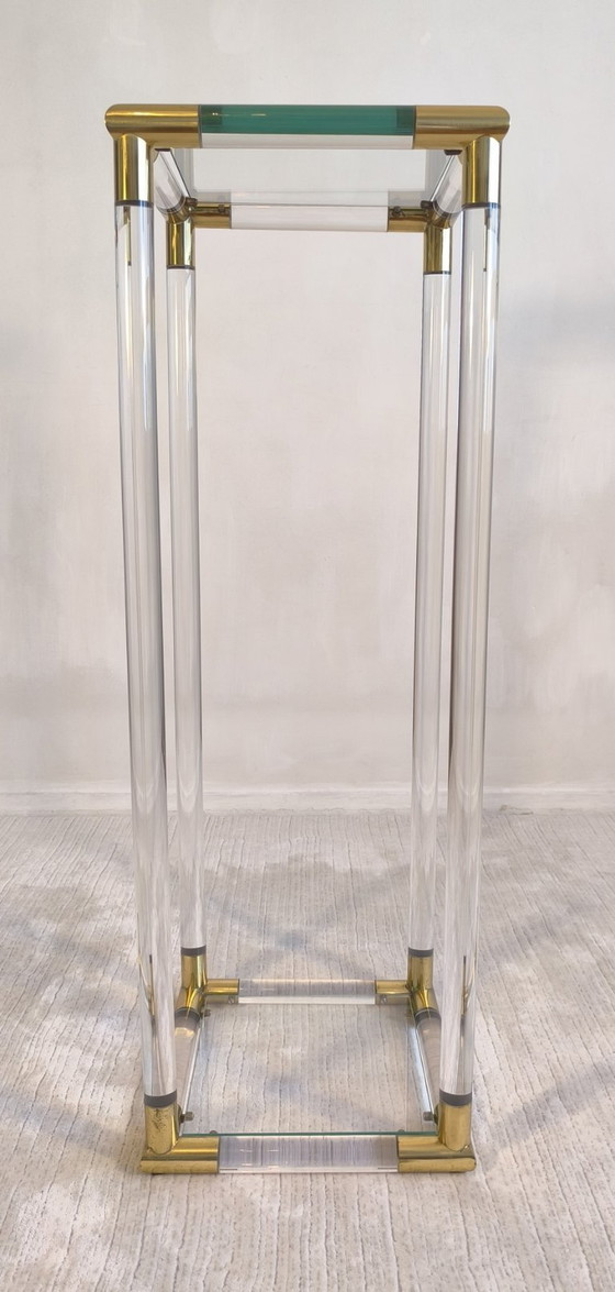 Image 1 of 😍✨ Excepcional soporte de columna de Charles Hollis Jones en Lucite y latón, década de 1970 ✨😍