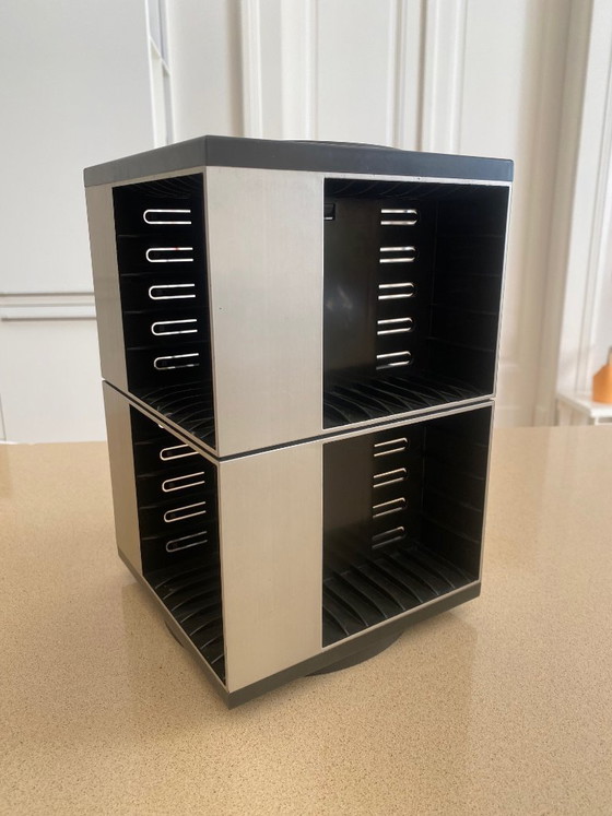 Image 1 of Vintage Rotating double Audio Cassette Carousel – Sleek 70s Modernism