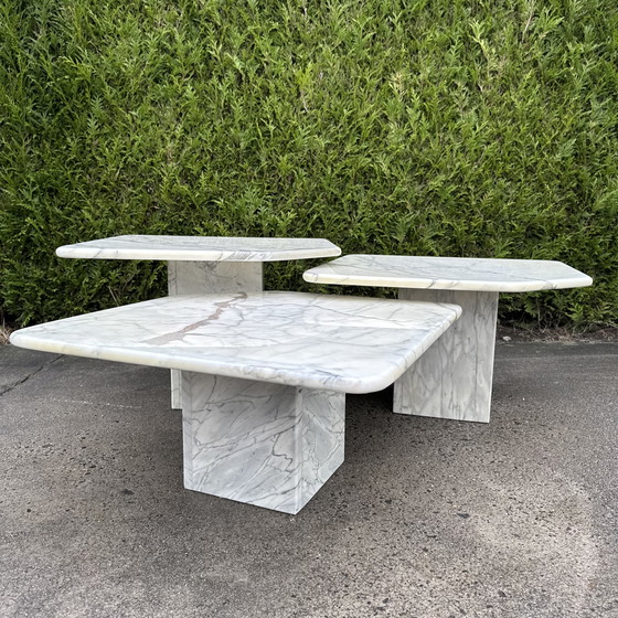 Image 1 of Set salontafels in Bianco Carrara marmer