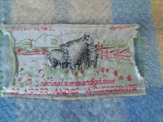 Image 1 of Vintage Wool Blanket - Blue and Yellow Checkered Pattern - Wolf Federation - 171 x 215 cm