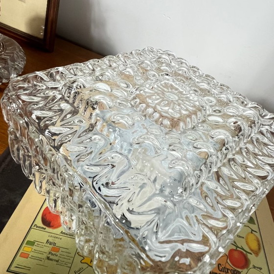 Vintage 1970s/80s Small Square Transparent Glass Wall/Ceiling Light, Wall lights (photo 6 of 9)