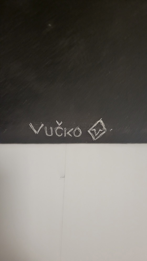 Image 1 of VUČKO "Roy Lichtenstein Vicki" – Hand-painted XXL canvas – 170x70 cm, signed