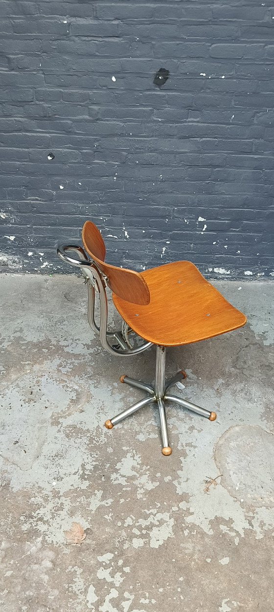 Image 1 of Zeldzame gebr. De wit gispen Bauhaus buizenframe chromen industriële atelier stoel schiedam holland 