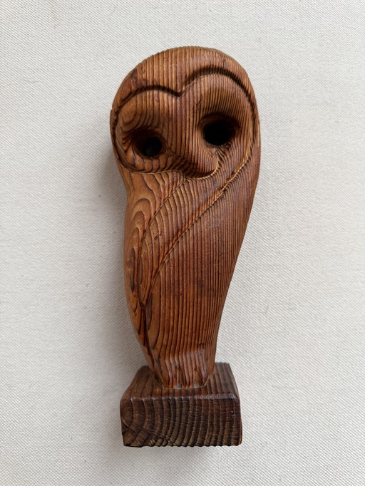 Mid-Century brutalistische houtsculptuur uil, Skandinavisch plm. 1960