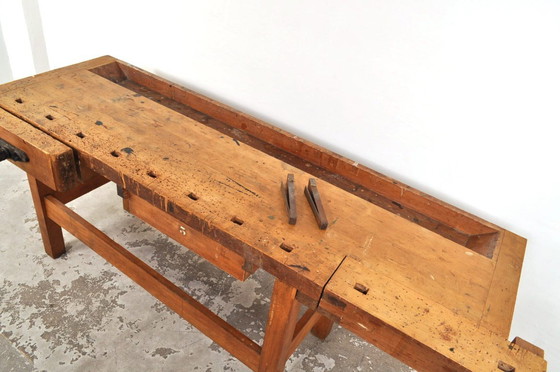 Image 1 of Vintage Beuken- en Eikenhouten Werkbank Nooitgedagt / Dressoir
