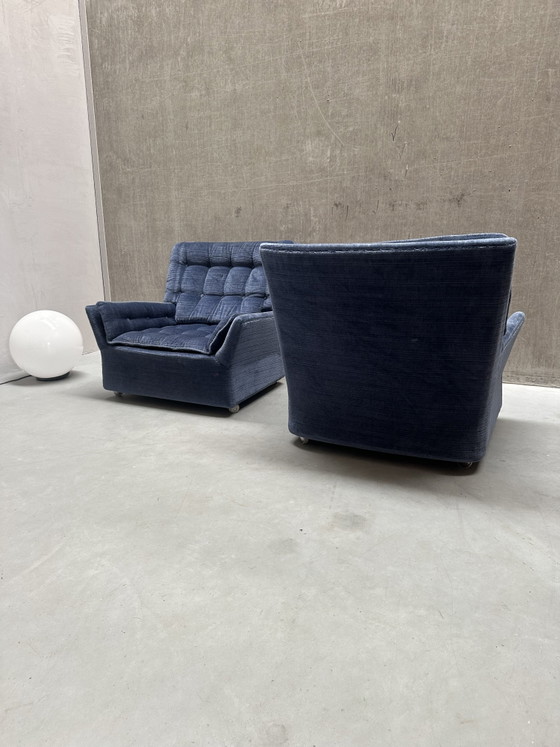 Image 1 of Set of 2 vintage blue mobile armchairs '70s
