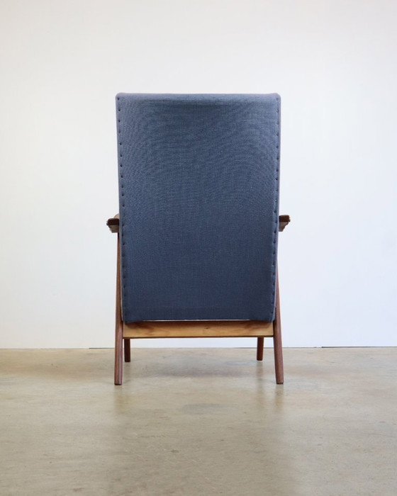 Image 1 of Fauteuil et ottoman vintage milieu du siècle, style lounge, milieu du siècle.