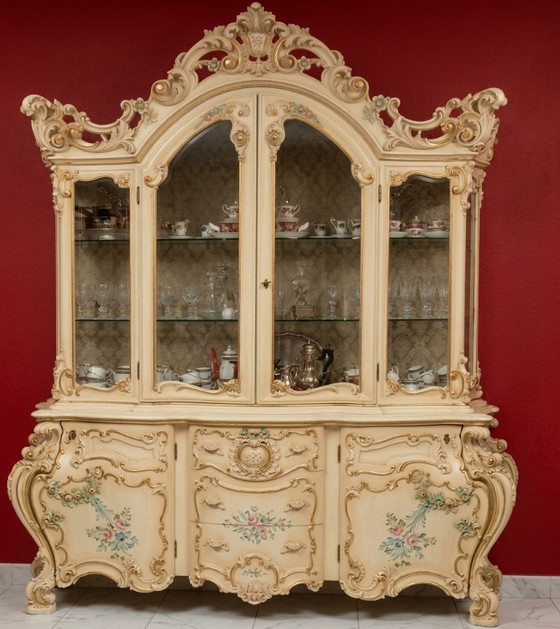 Pair of original Silik furniture – Venetian Baroque Wardrobe + Sideboard – Wood (photo 2 of 6)
