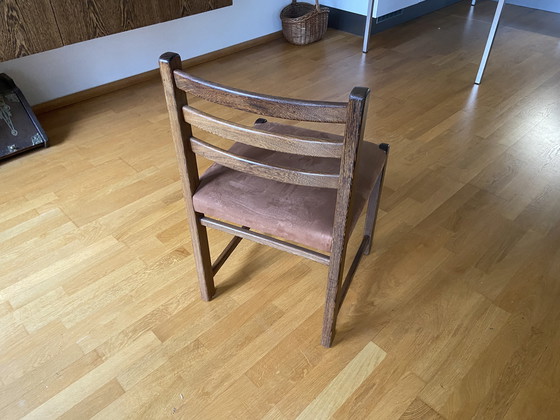 Image 1 of 6 sedie da pranzo in wengé + base per tavolo in wengé