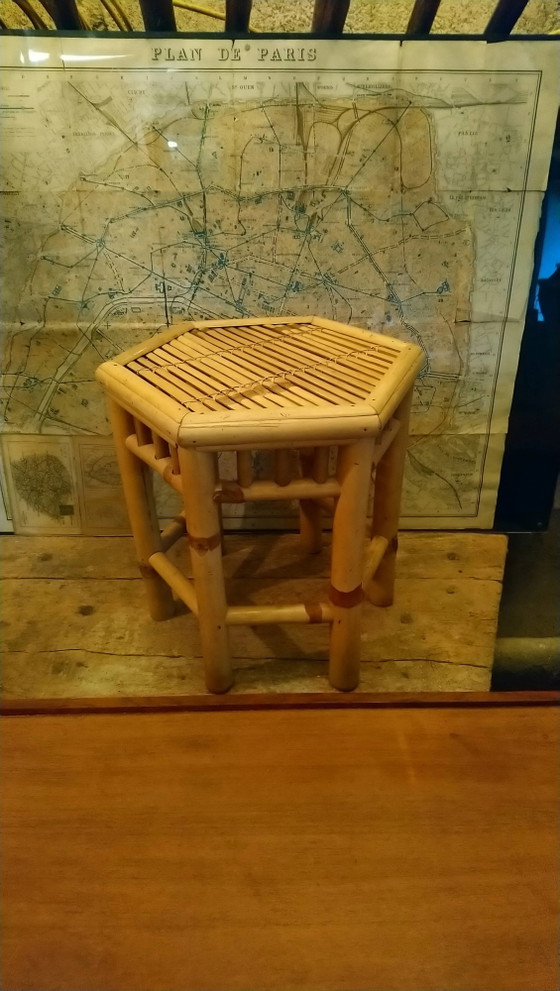 Beistelltisch, Hocker, Bambus-Pflanzenständer – Beistelltische, Bamboo, Vintage (photo 9 of 13)