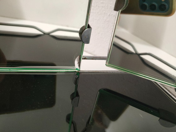 Image 1 of Miroir de table/salle de bain triptyque vintage de style Art Déco avec étagère