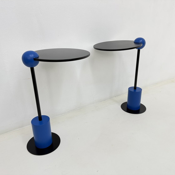 Image 1 of Pair of side table Edward Geluk for Arco – 1980’s ‘Piccolo’ postmodern Memphis style – Dutch design