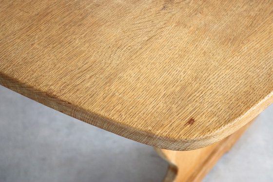 Image 1 of brutalist oak extendable dining table
