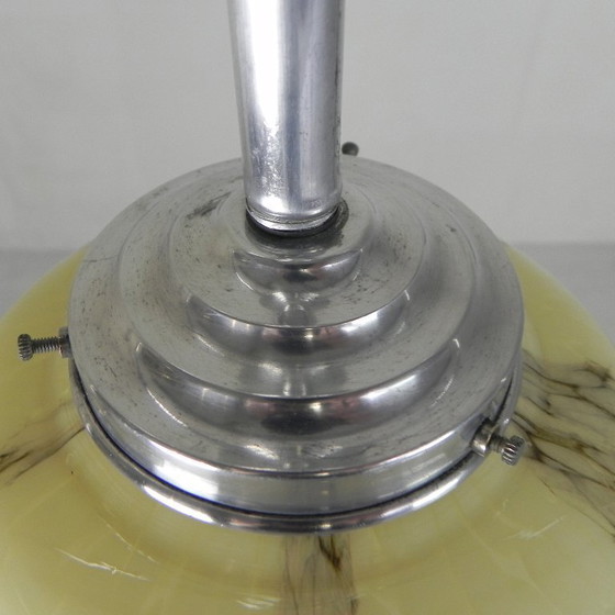 Image 1 of Art Deco pendant lamp with marbled glass shade, 1930s