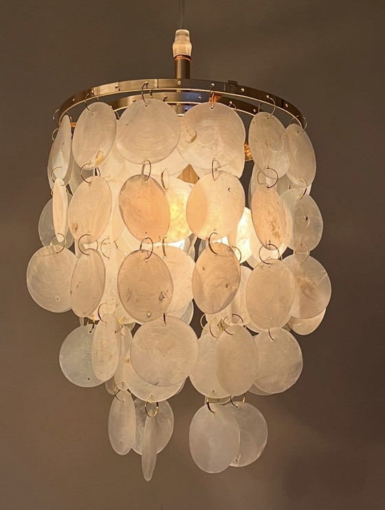 Image 1 of lampe en coquillage capiz vente ! Cadre en or