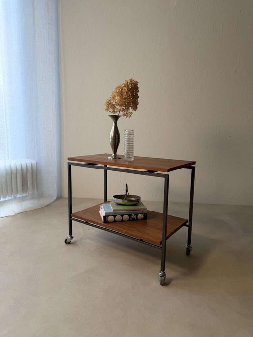 Carrello Stiemsma in legno di teak e acciaio, anni '60
