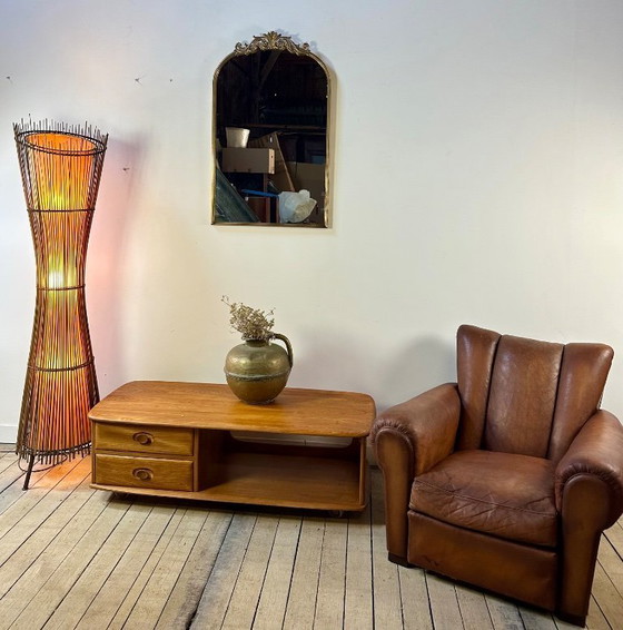 Image 1 of Table basse /meuble rangement en orme massif ERCOL Minerva 1980'S