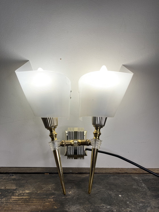 Image 1 of Set of Double Vintage Hollywood Regency Wall Lights