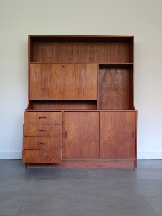 Vintage Deens wandmeubel in teak met secretaire – Wandkast, Wood (photo 4 of 13)