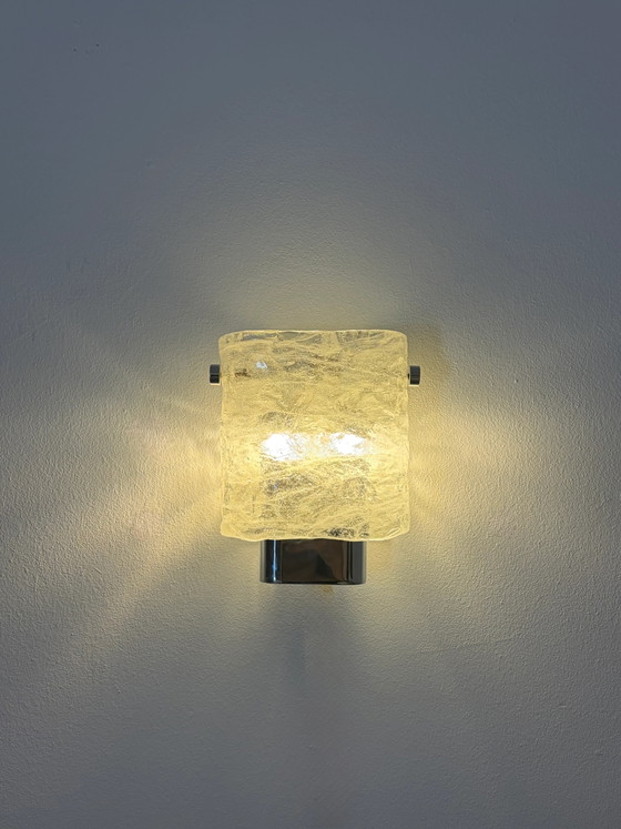 Vintage “ice glass” wall lamp – Wall lights, Chrome (photo 3 of 6)