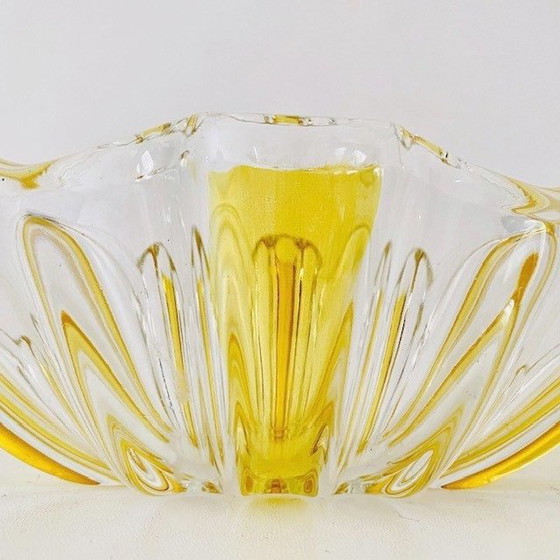 Image 1 of Ciotola in vetro pressato giallo August Walther & Sohne, anni '70