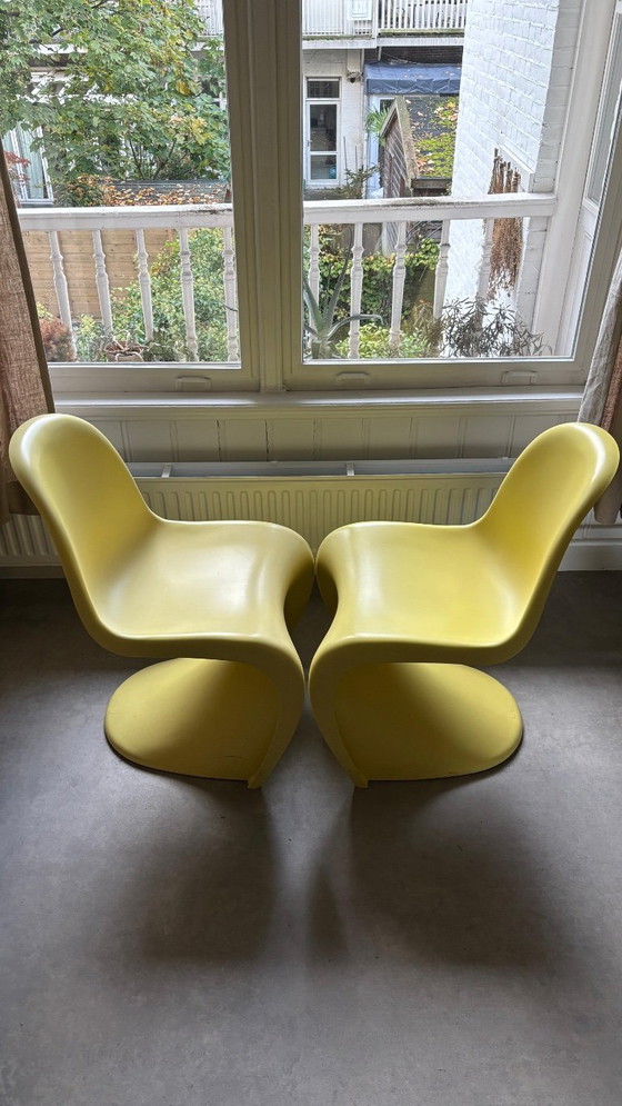Image 1 of 2x Chaise Vitra Panton jaune clair