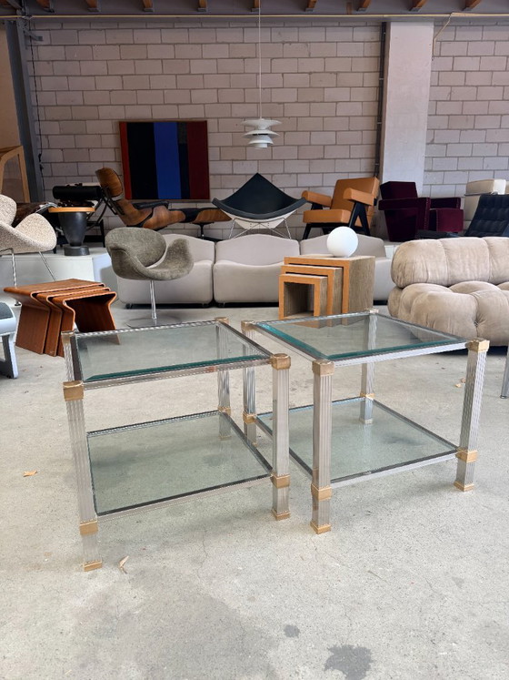 Vintage Pierre Andel Paris Coffee Table (stock: 2) – Pierre Vandel, Glass, Metal (photo 4 of 8)