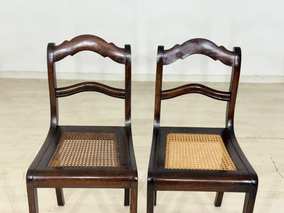 Image 1 of 2 chaises de salle à manger Biedermeier de très belle facture, chaises viennoises en osier, antiquités datant d'environ 1880.