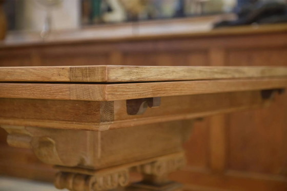 Grote sculpturale eiken tafel uit de jaren 50. – Eettafels, Vintage (photo 8 of 14)