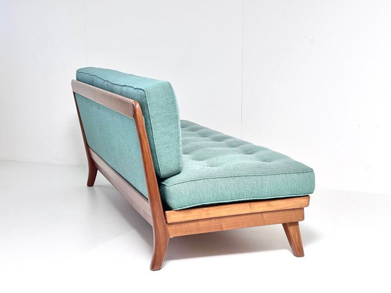 Vintage Scandinavian Mid-Century Daybed, Couches, Wood, Textile, Blue, Mid Century Modern (photo 13 of 15)