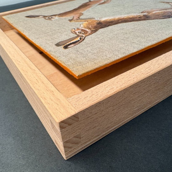 Image 1 of Brown Hare, Contemporary Painting in Miniature in a Object Frame, Sandra Kolondam