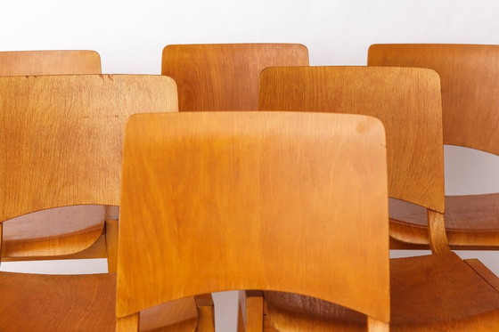 Image 1 of Ensemble de 6 chaises empilables Wilkhahn - Bois de hêtre - Allemagne 1970 - Sièges Vintage