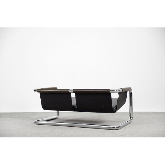 Image 1 of Vintage Brutalistische Buisvormige Metalen en Lederen Bauhaus Minimalistische Sofa 1950