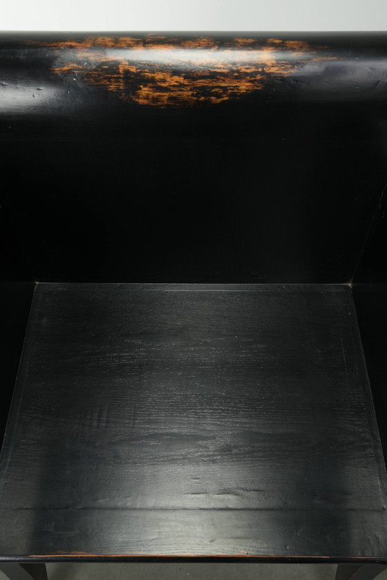 Charakteristischer und eleganter schwarzer Holzstuhl/Beistellstuhl aus dem 20. Jahrhundert im asiatischen (photo 6 of 14)
